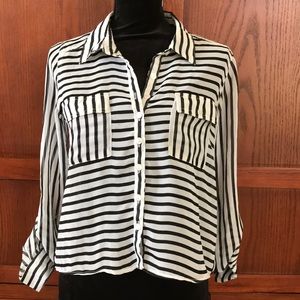 Sheer small blouse black/white stripes